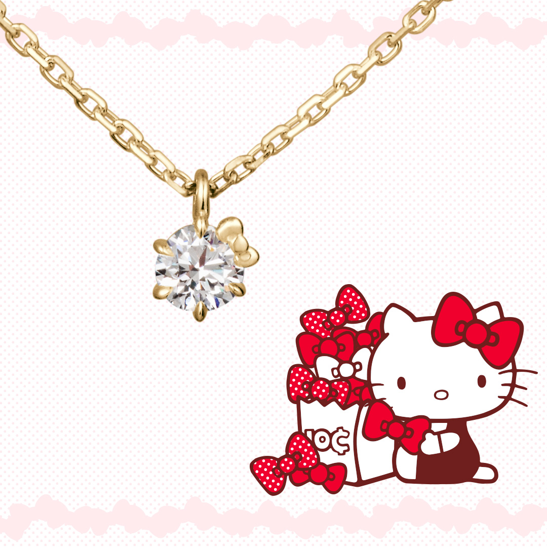 サンリオキャラクターズHello Kittyのリボン ネックレス K18イエローゴールド（ダイヤ別売）