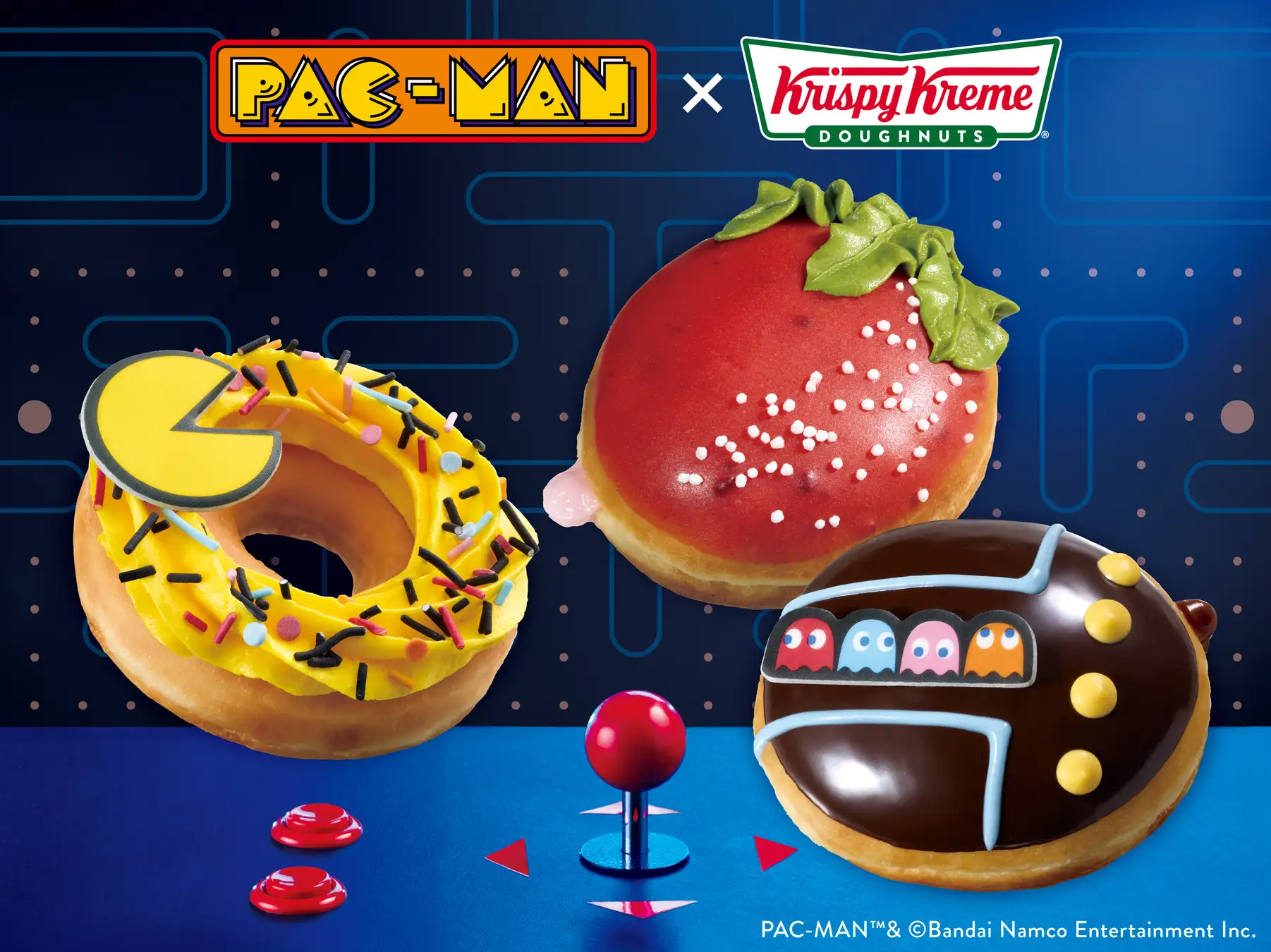 『パックマン』×クリスピー・クリーム・ドーナツ！レトロポップなゲームの世界を味わうドーナツ3種が登場