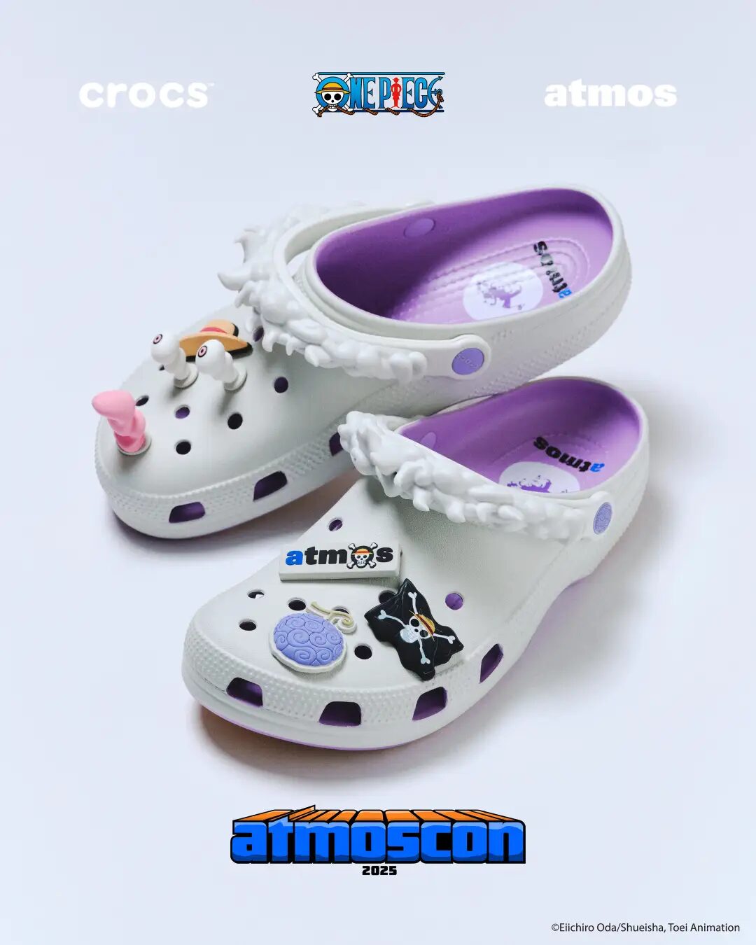 『ONE PIECE』×atmos×Crocs　“解放のドラム”が鳴り響く、ギア5のルフィが足元に宿る限定クロッグが6月21日(土)より発売開始！