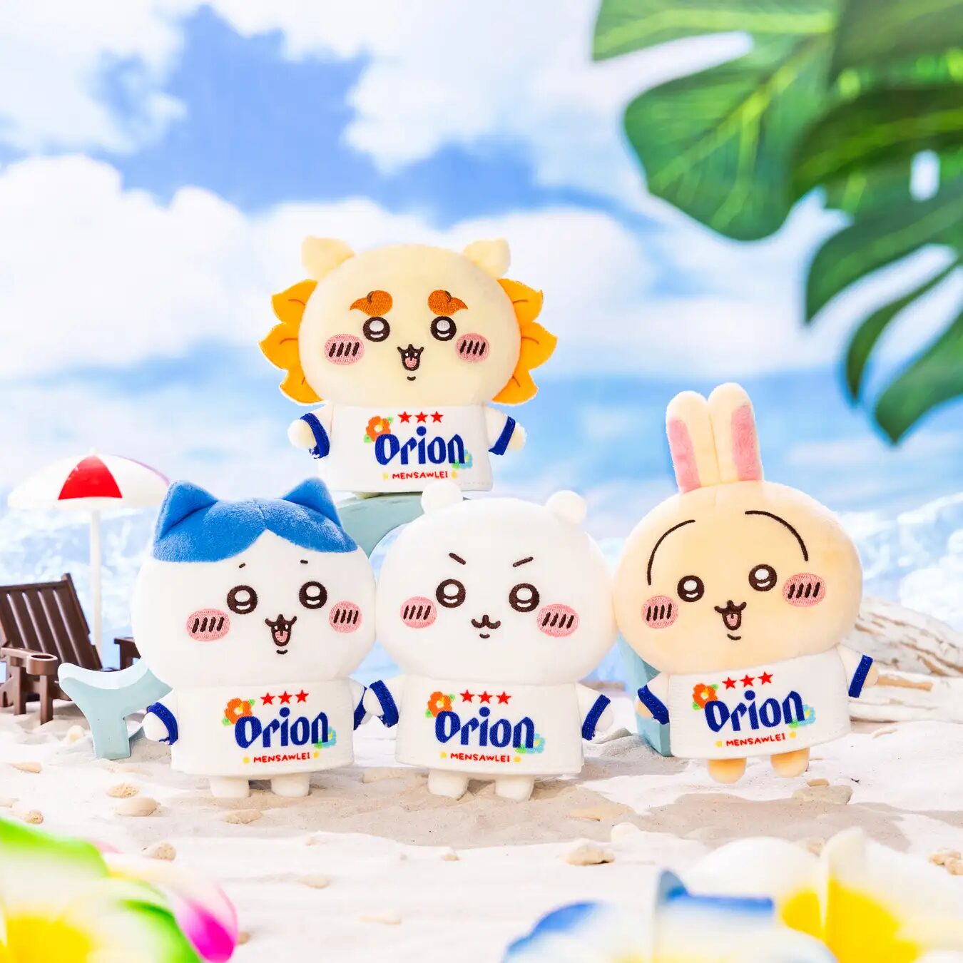 『ちいかわ』×オリオンビール｜沖縄限定コラボグッズに、オリオンTシャツ着用のマスコットぬいぐるみが新登場