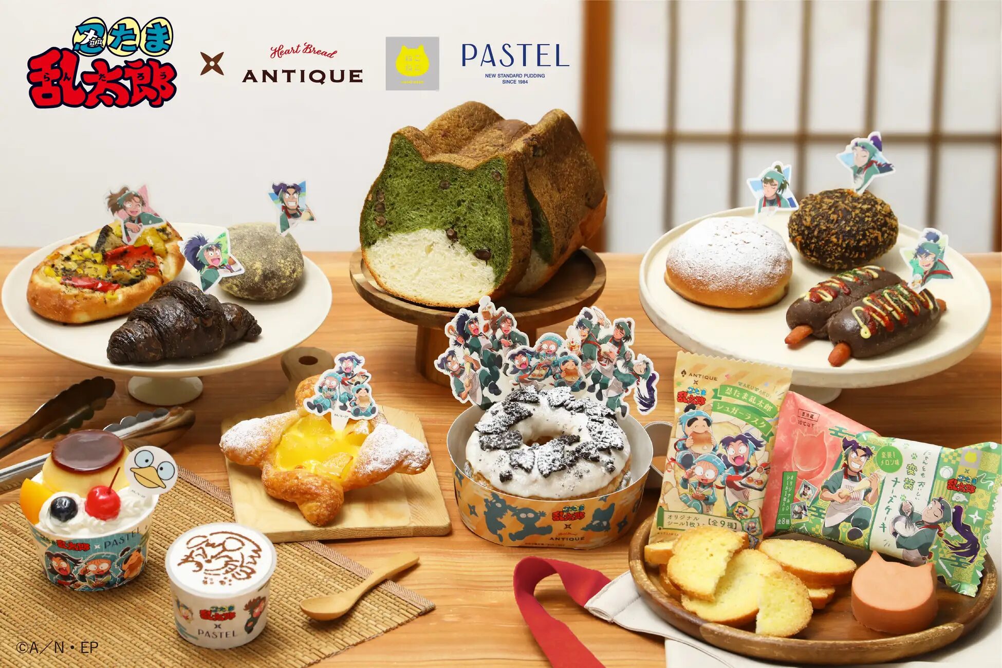 『忍たま乱太郎』×オールハーツ・カンパニー｜たまの一年は組一年生＆六年生をモチーフにしたコラボパンやプリン、イラストケーキが新登場！『ねこねこ食パン～忍術学園六年生～』やグッズも発売！